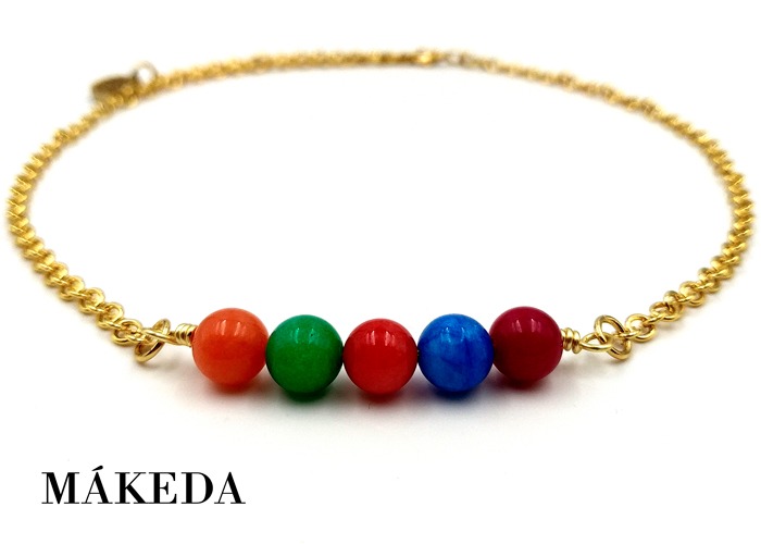 Makeda joyeria, Collar, gargantilla, Agata y Chapa Oro o Plata