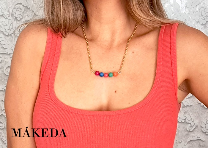 Makeda joyeria, Collar, gargantilla, Agata y Chapa Oro o Plata