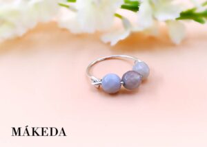 Makeda joyeria, Anillo Agatas Grises y Chapa de Plata