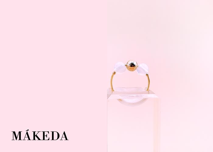 Makeda joyeria, Anillo Piedra Luna y Chapa de Oro o Plata Ajustable