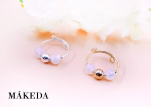 Makeda joyeria, Anillo Piedra Luna y Chapa de Oro o Plata Ajustable