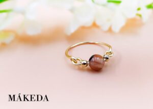 Makeda joyeria, Anillo Chapa de Oro y Ágata Café