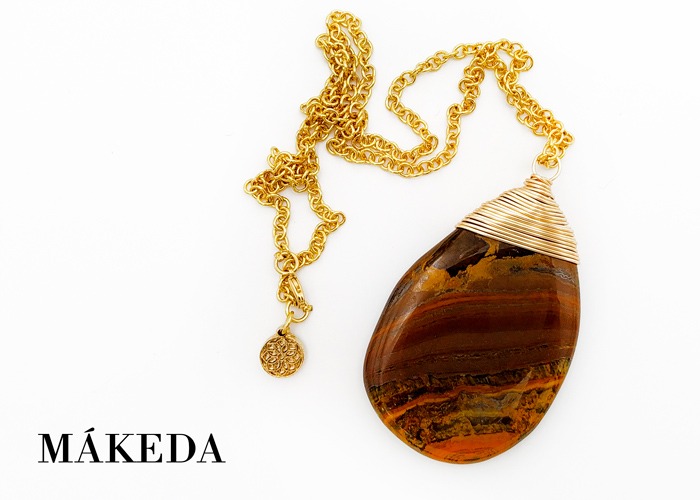 Makeda joyeria, Dije Ojo de Tigre y Chapa de Oro