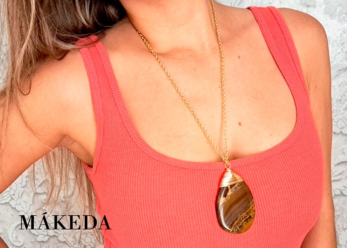 Makeda joyeria, Dije Ojo de Tigre y Chapa de Oro