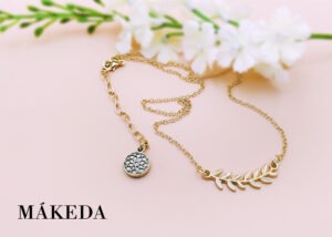 Makeda joyeria, Gargantilla Laurel Chapa de Oro
