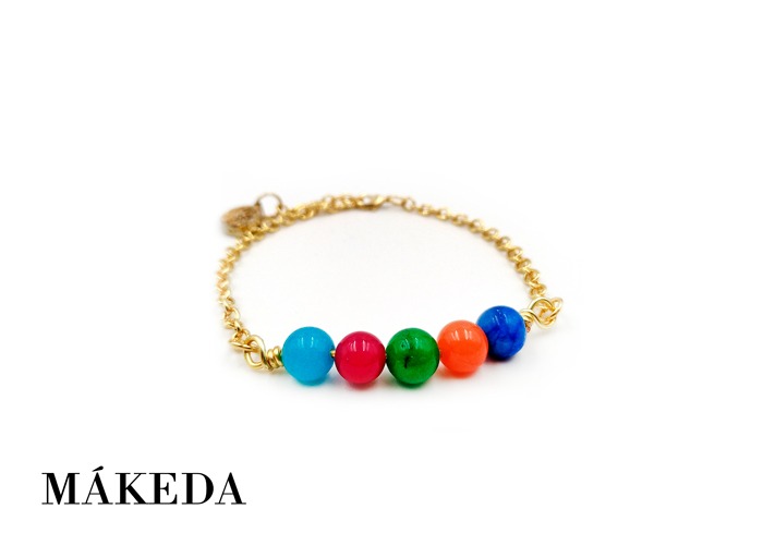 Makeda joyeria, Pulsera Agata y Chapa Oro