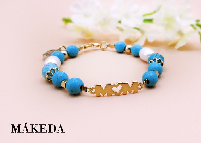 Makeda joyeria, Pulsera Turquesa y Chapa de Oro
