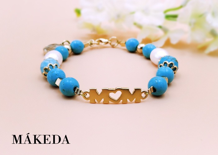 Makeda joyeria, Pulsera Turquesa y Chapa de Oro