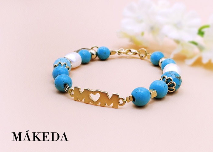 Makeda joyeria, Pulsera Turquesa y Chapa de Oro