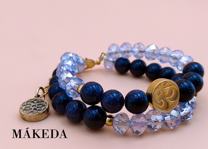 Makeda joyeria, Pulsera OM con Venturina y Chapa Oro