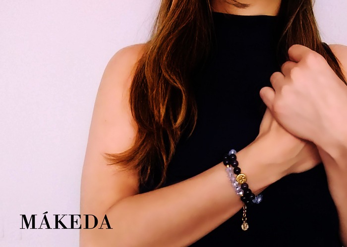 Makeda joyeria, Pulsera OM con Venturina y Chapa Oro