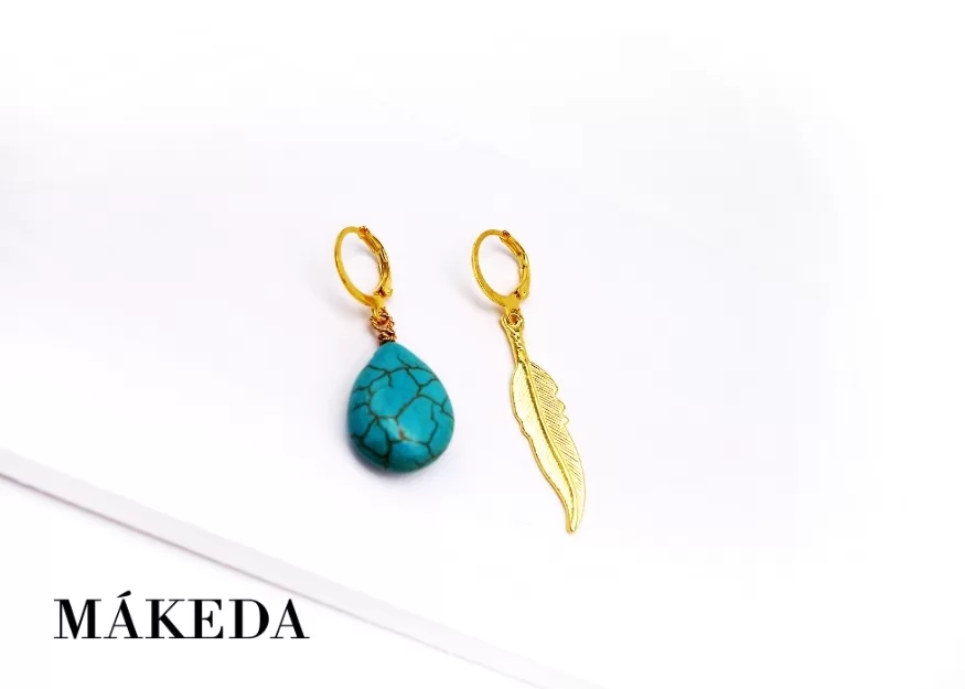 Aretes Plumas y Turquesa