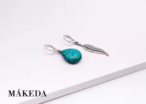 Aretes Plumas y Turquesa