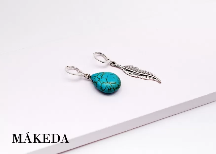 Aretes Plumas y Turquesa