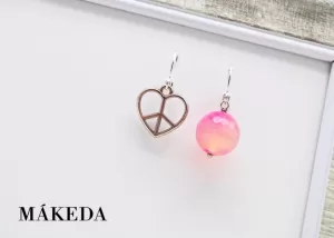 Aretes Ágata Rosa y Corazón