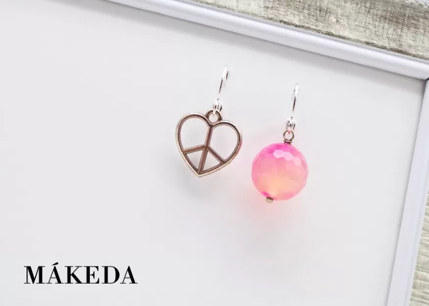 Aretes Ágata Rosa y Corazón
