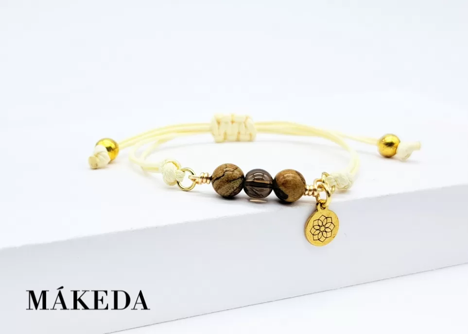 Pulsera Jaspe Paisaje & Cuarzo Ahumado | Enfoque y Renovación